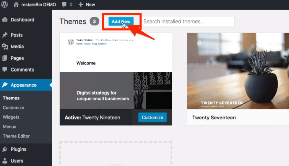 Add New WordPress Theme
