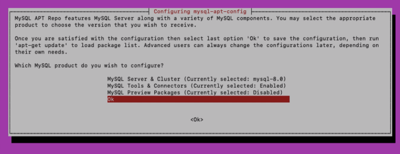 Configure MySQL Server to mysql-8.0 version using dpkg command