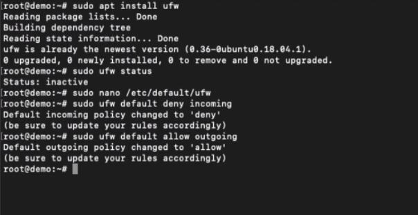 Default Policies for UFW connections