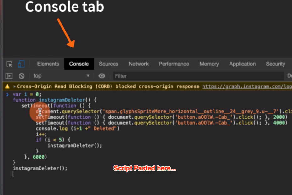 Instagram Purger Script in Developer Console