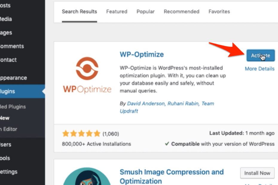 WP-Optimize: Database Clean-up and Image Optimization 9