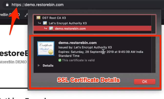 Let's Encrypt SSL Certificate Details