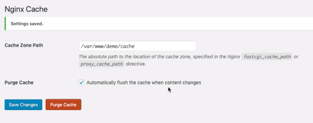 Nginx cache Purge WordPress Plugin