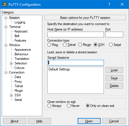 PuTTY on Windows OS