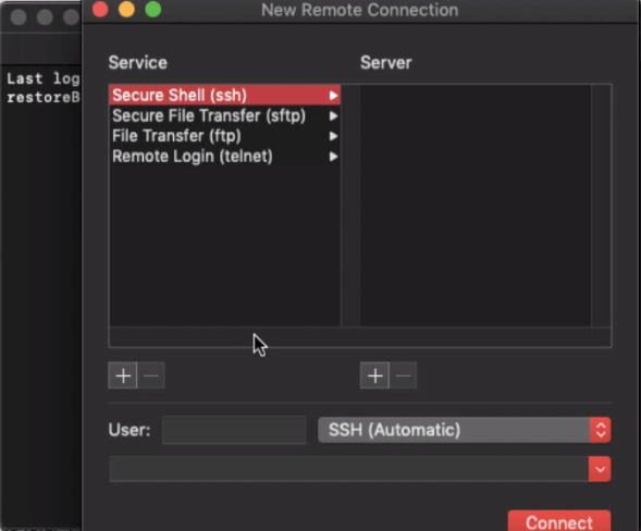 Secure Shell (ssh) remove connection in terminal app
