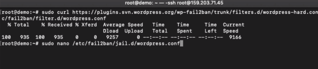 WordPress Jail configuration for fail2ban