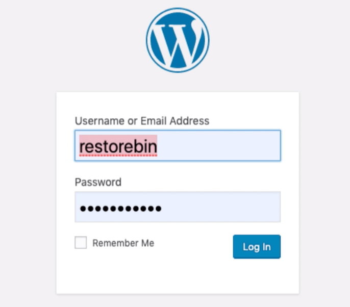 WordPress Login Username and Password