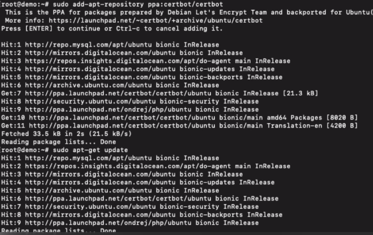 certbot PPA repository in APT library