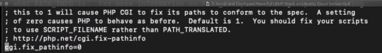 cgi.fix_pathinfo value modify in php.ini configuration file