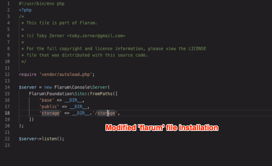 modified Flarum file in installation