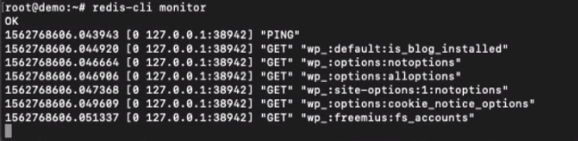 redis-cli monitor working with WordPress